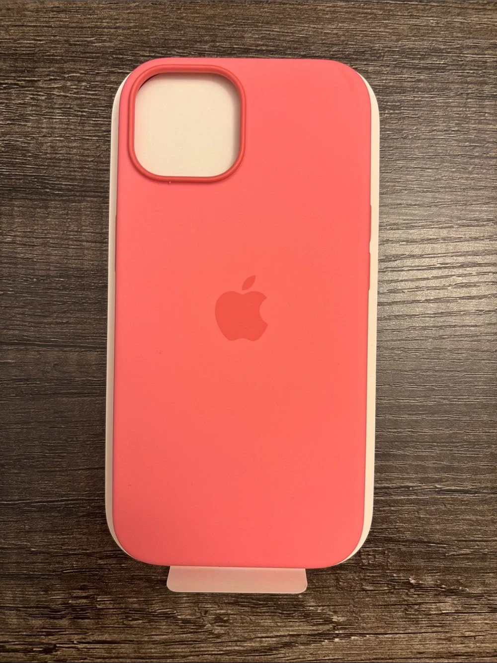 Apple Silicone iPhone Case - Coral Pink & Black